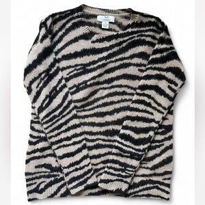 Magaschoni 100% Cashmere Zebra Animal Print Sweater